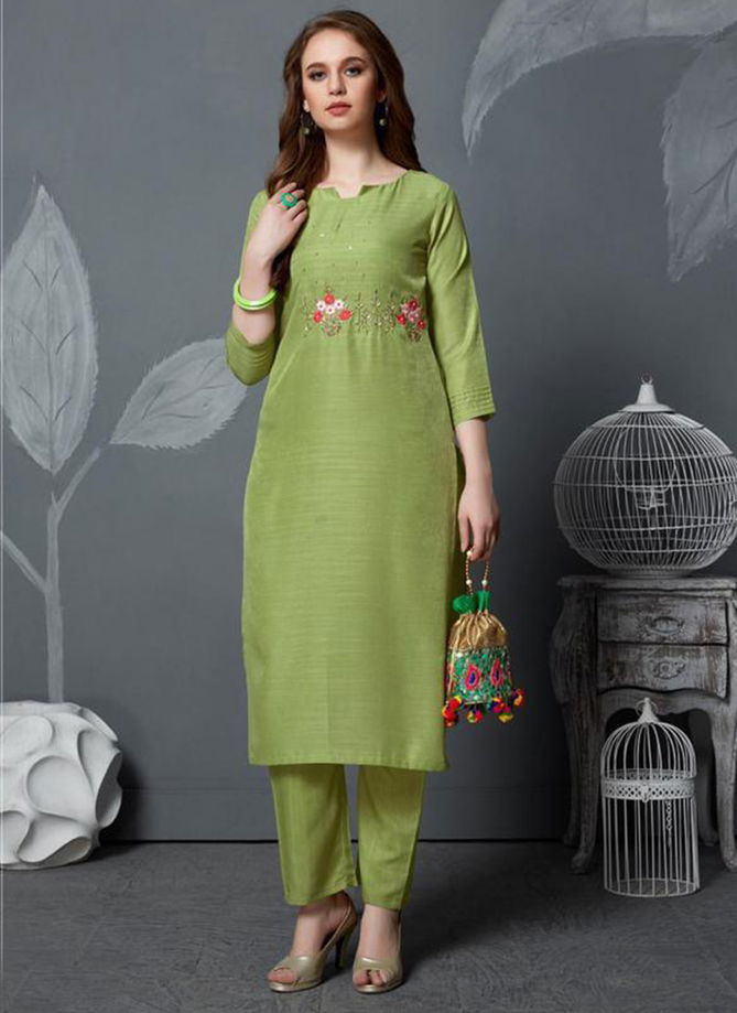 Farmaish Modal Slub Silk With Handwork Exclusive Kurti And Bottom Collection 4041-4046